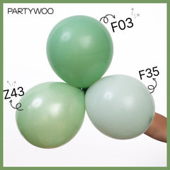 PartyWoo green balloons set up for a wedding decor project