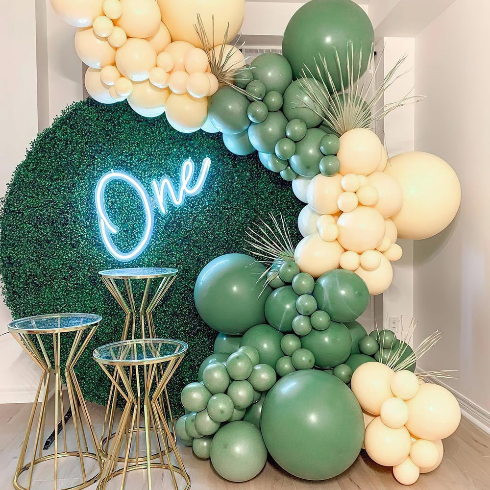 PartyWoo green eucalyptus themed balloons for a natural party look