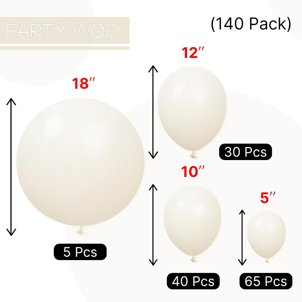 PartyWoo ivory balloons for table garlands and photo backdrops.