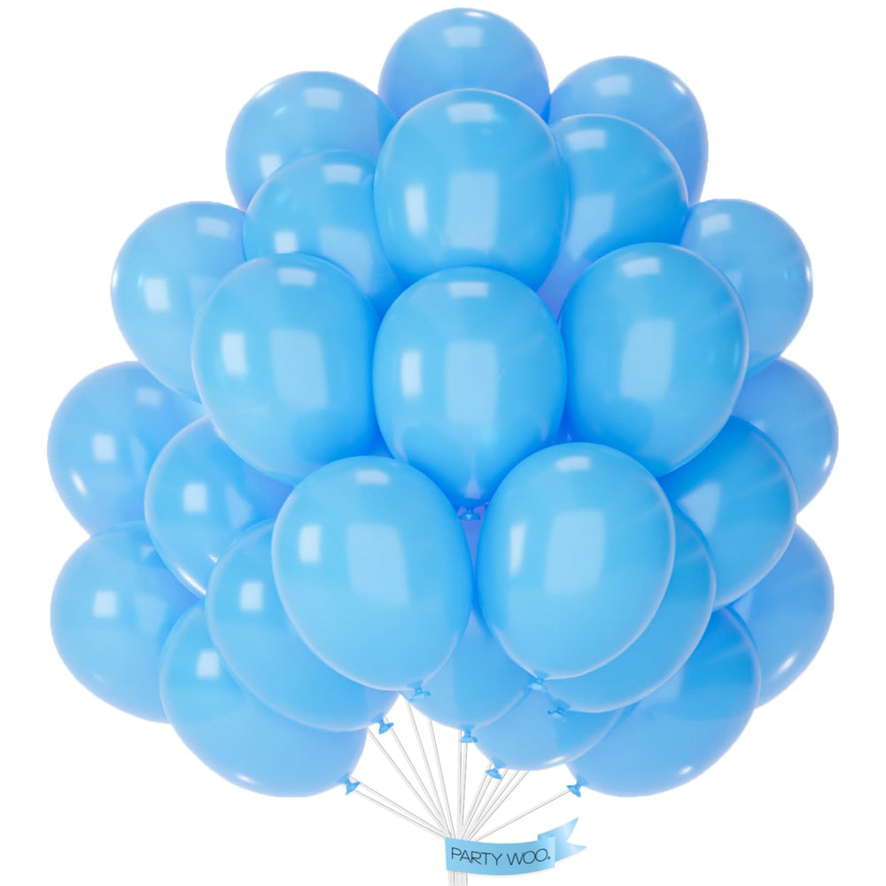 PartyWoo light blue balloons 12-inch pack for vibrant party decor and arches.