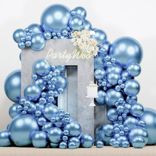 PartyWoo metallic light blue 18-inch balloons for bold arches and garlands