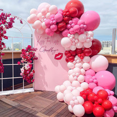 PartyWoo metallic pink 12in balloons provide shiny contrast for arches