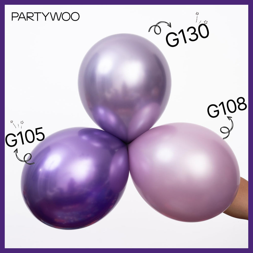 PartyWoo metallic purple 5-inch balloons add texture to décor.