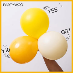 PartyWoo mustard balloons 10-inch mix suitable for table runners and photo backgrounds.
