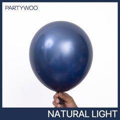 PartyWoo navy blue balloons arch centerpiece with chrome shine
