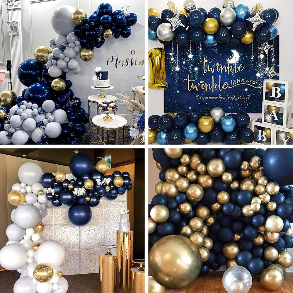PartyWoo navy blue wedding decor with balloons for cohesive themes.