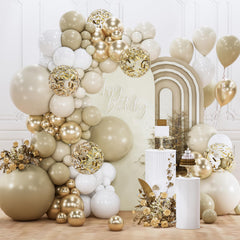 PartyWoo neutral balloon arch kit ready for elegant event decor and photo-ready backdrops