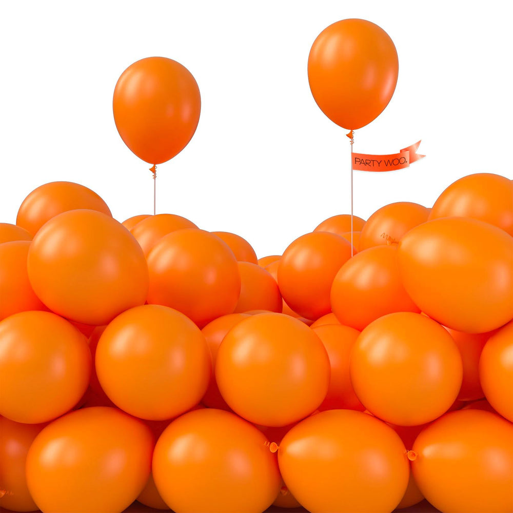 PartyWoo orange 5 inch balloons pack for quick, vibrant party decor ideas.