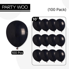 PartyWoo black balloons packaging and eco-friendly latex material