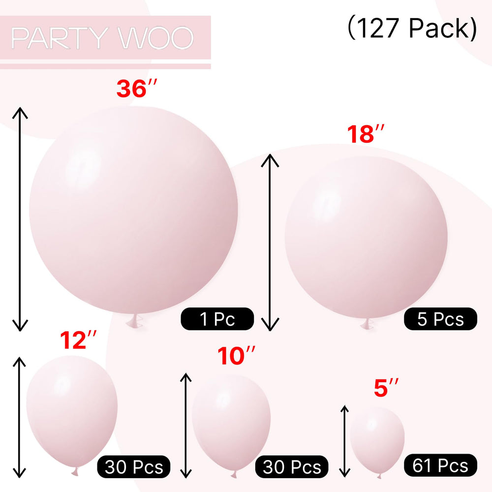 PartyWoo pale pink balloons 5-inch close-up: no float with helium warning