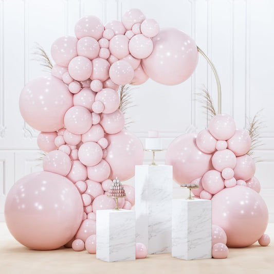 PartyWoo pale pink balloons package: 127 pieces ready for party decorating