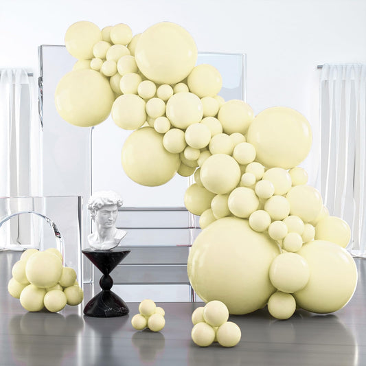 PartyWoo pastel yellow balloons 127 pcs collection for versatile party decor.