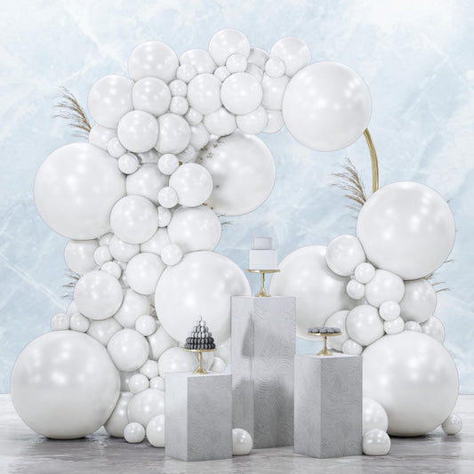 PartyWoo Pearl White 18-inch balloons for bold wedding dΓ©cor and elegant arches