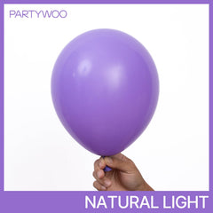 PartyWoo purple balloons 10in bundle for layered arch displays