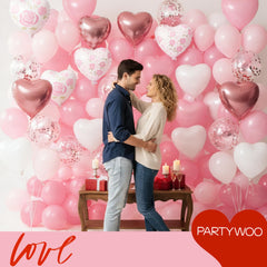 PartyWoo roseprint heart 18in foil balloons add charm to celebrations and photo captures.