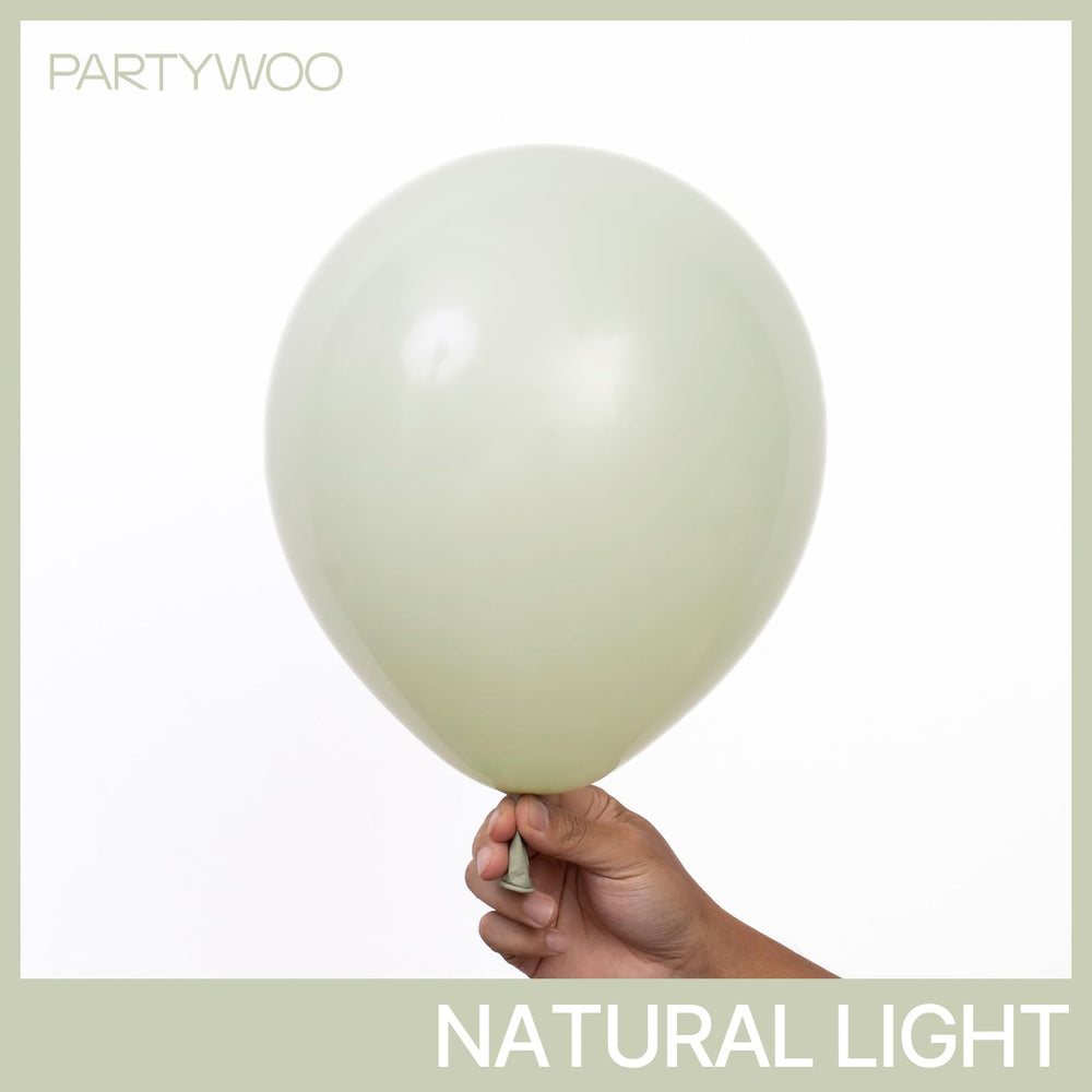 PartyWoo sage green 10-inch balloons suited for vibrant decor.