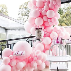 PartyWoo thick latex 5-inch pink balloons for celebrations.