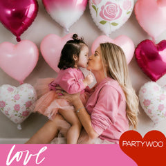 PartyWoo pink heart balloons provide soft, cheerful vibes for celebrations