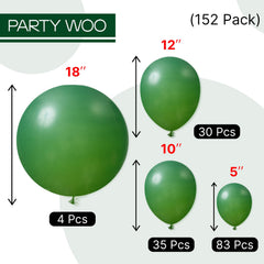 PartyWoo wedding decor with forest green balloons for elegant ambiance.