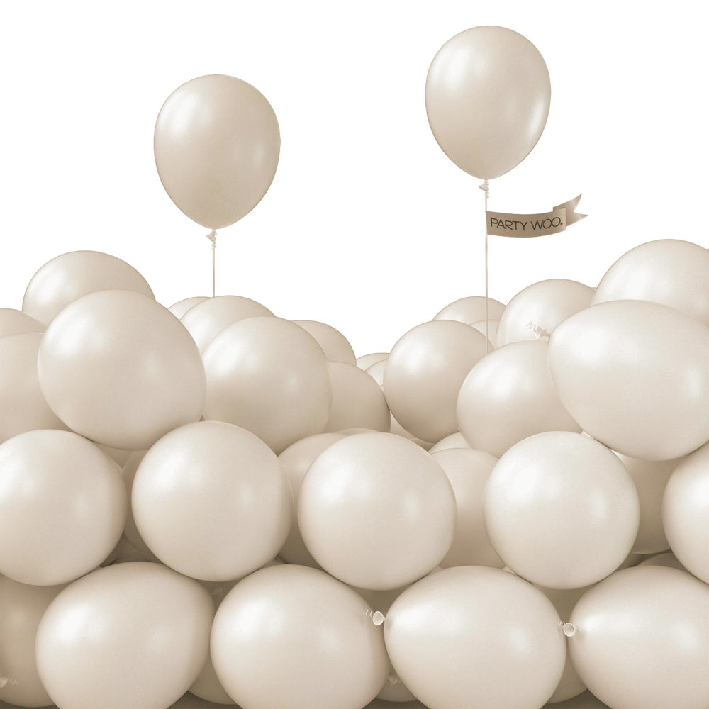 PartyWoo White Sand Balloons 5in for elegant wedding decor.