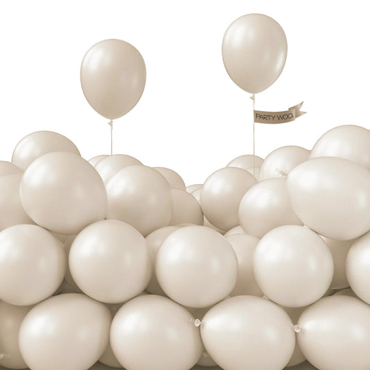 PartyWoo White Sand Balloons 5in for elegant wedding decor.