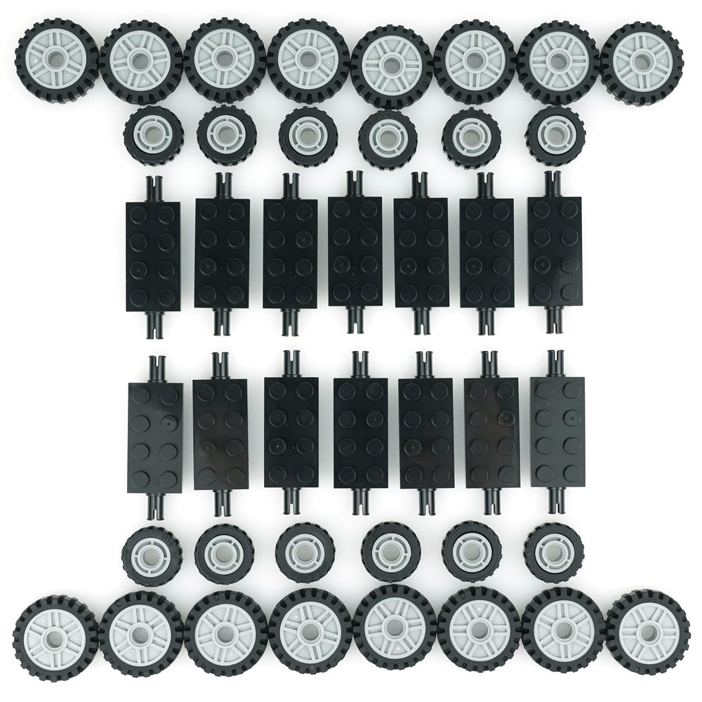 Pasacho wheels and tires set for quick vehicle assembly.