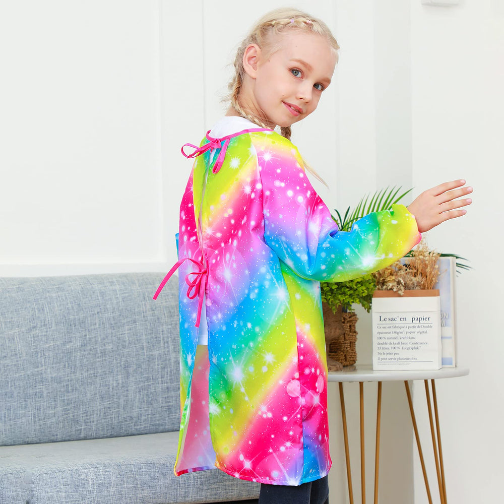 PASHOP knee-length smock offers full-body coverage for painting and cooking activities