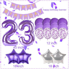 Pasiihol Purple 23 balloon numbers stand 40 inches tall for a milestone centerpiece.