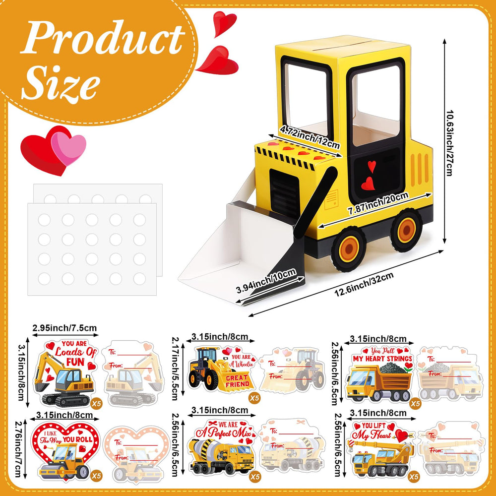 Pasimy valentines cards with construction vehicle designs for easy assembly