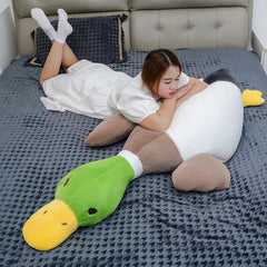 Pasrdqoyp Mallard Duck Plush side view highlighting giant squishy body perfect for hugging.