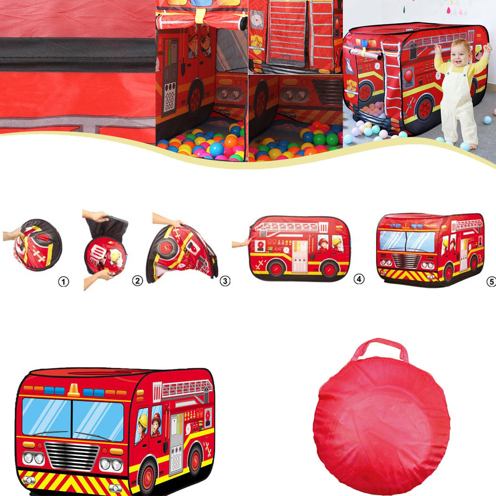 PASUXI fire truck tent mesh windows enable airy, breathable playtime for toddlers