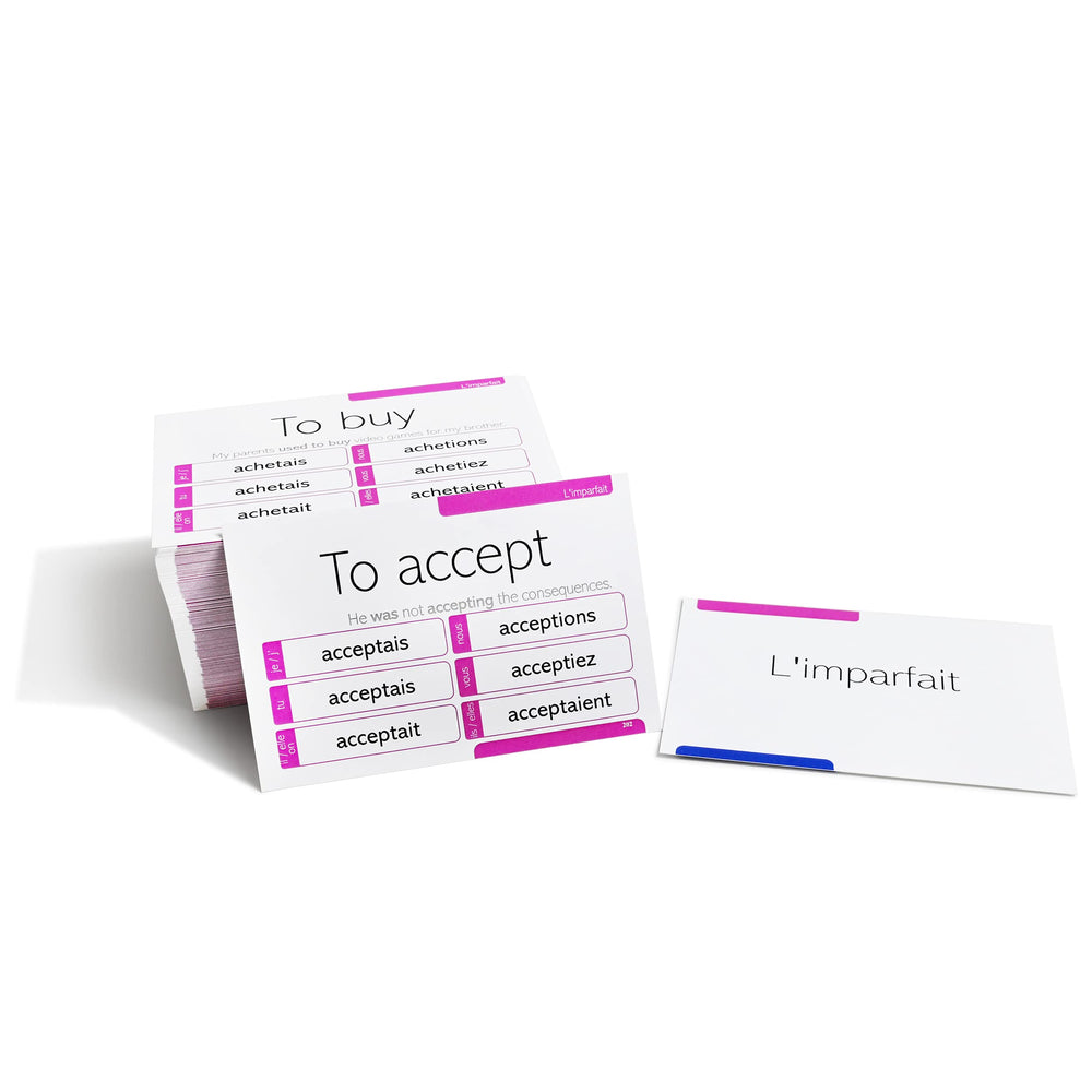 Pat's Flash Cards 800 French Conjugation sample sentence showing real-life usage