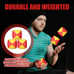 Patelai juggling balls irregular-round shape reduces bounce during drills.