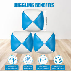 Patelai white-blue juggling ball set, 5x5 cm, lightweight and durable for practice