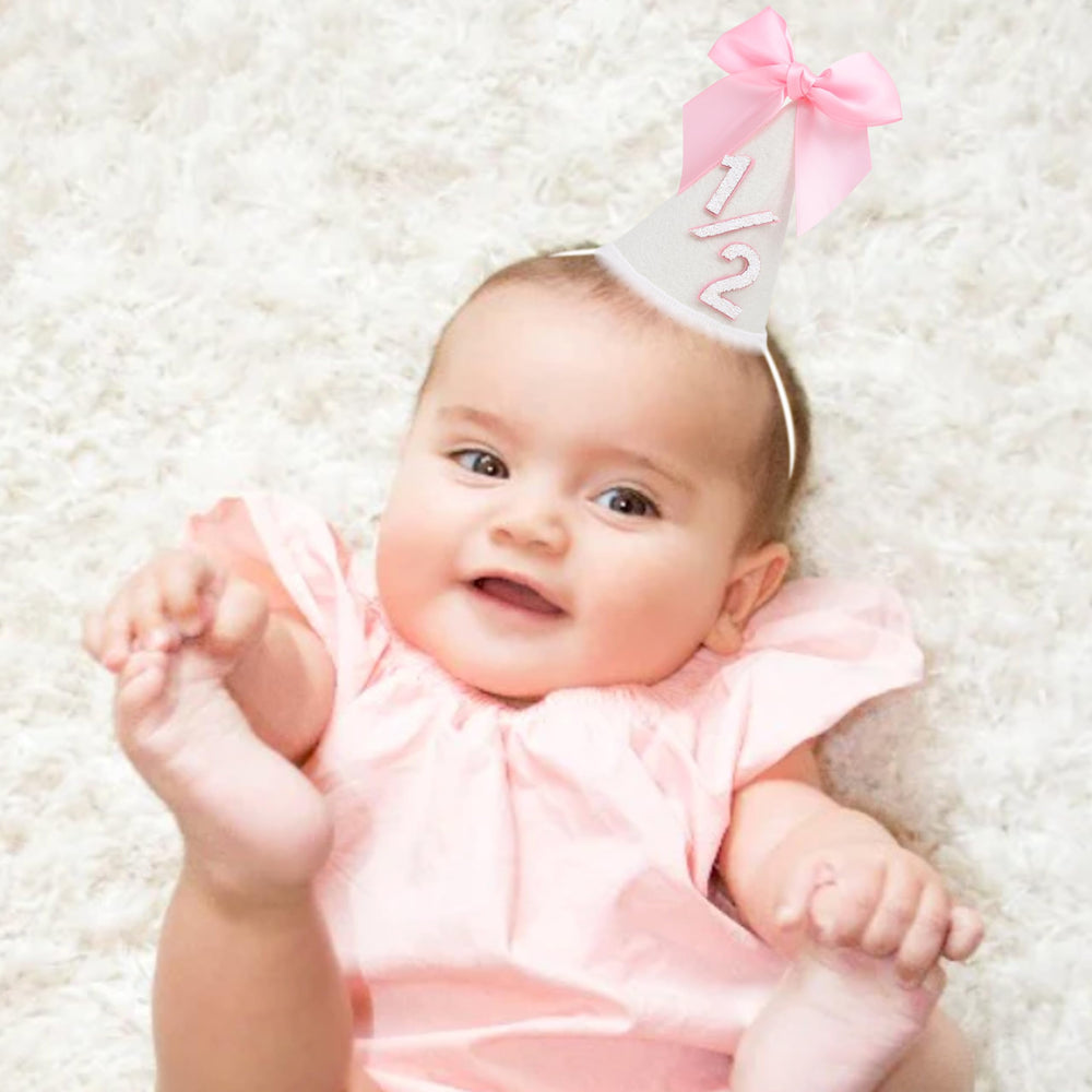 PATRDIO pink bow white-base crown adds cohesive party styling