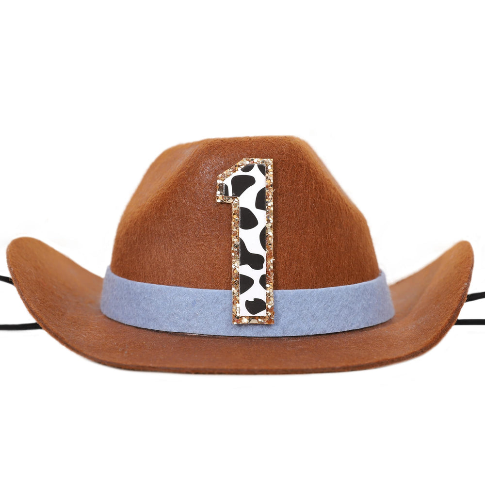 PATRDIO Cowboy 1st Birthday Hat blue back view, lightweight and comfortable.