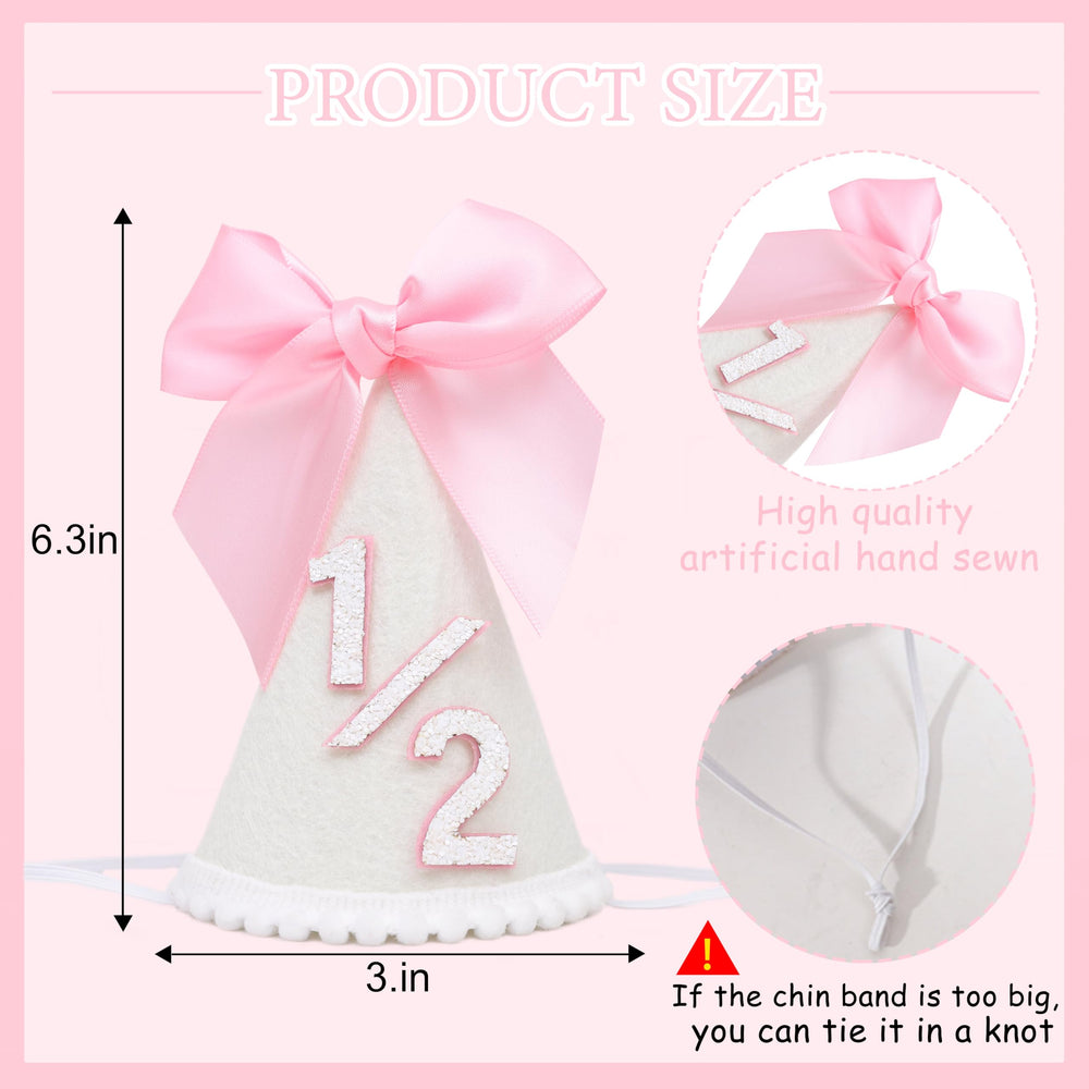 PATRDIO pink bow half birthday crown shows a cute, photo-worthy centerpiece