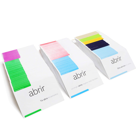 Pat's Flash Cards cover image highlights 800 conjugation cards for practice