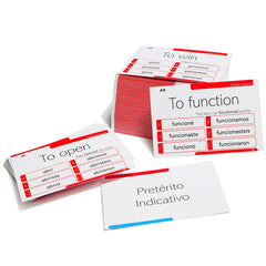 Pat's Flash Cards back reveals English meaning and verb forms