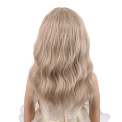 PATTNIUM flaxen waves bangs wig, front view for playful looks.