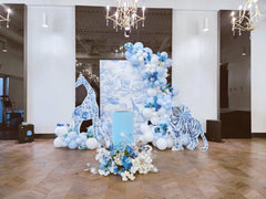 PATYDECRO baby blue balloons ideal for gender reveal or baby shower.