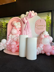 PATYDECRO baby shower decor with pastel pink balloons and white accents