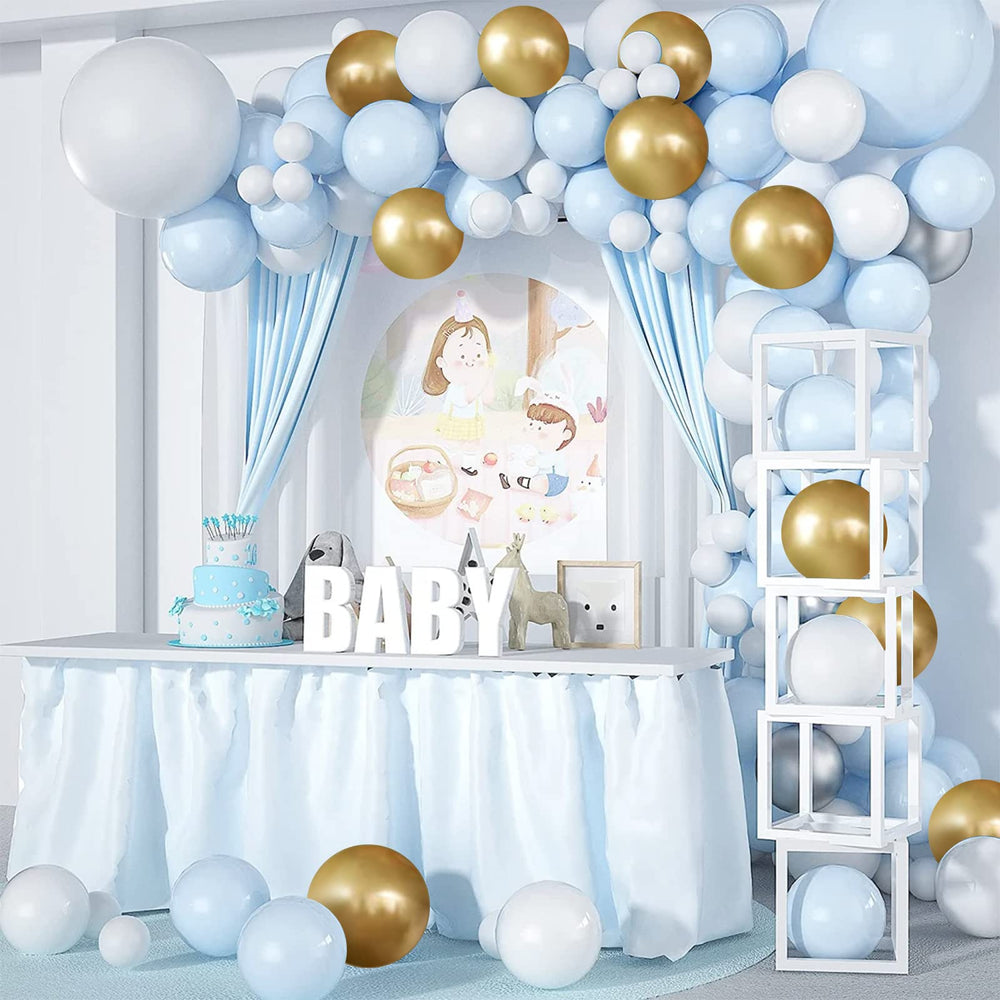 PATYDECRO blue and white balloons enhance birthday party visuals
