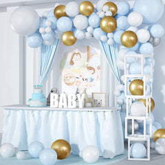 PATYDECRO blue and white balloons enhance birthday party visuals