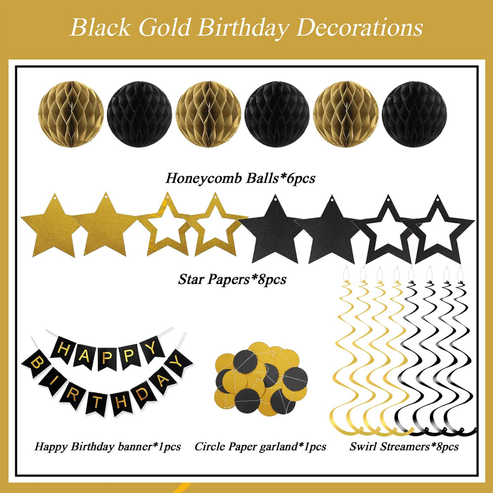 PATYDECRO black-gold HAPPY BIRTHDAY banner anchors the celebration with elegance