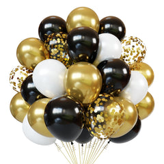 PATYDECRO black white gold balloons 12inch pack for stylish party backdrops.