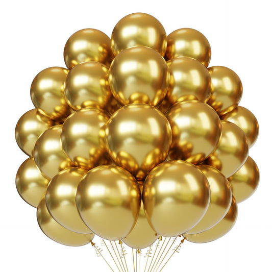 PATYDECRO gold balloons 55pcs 12in create a festive backdrop for celebrations.