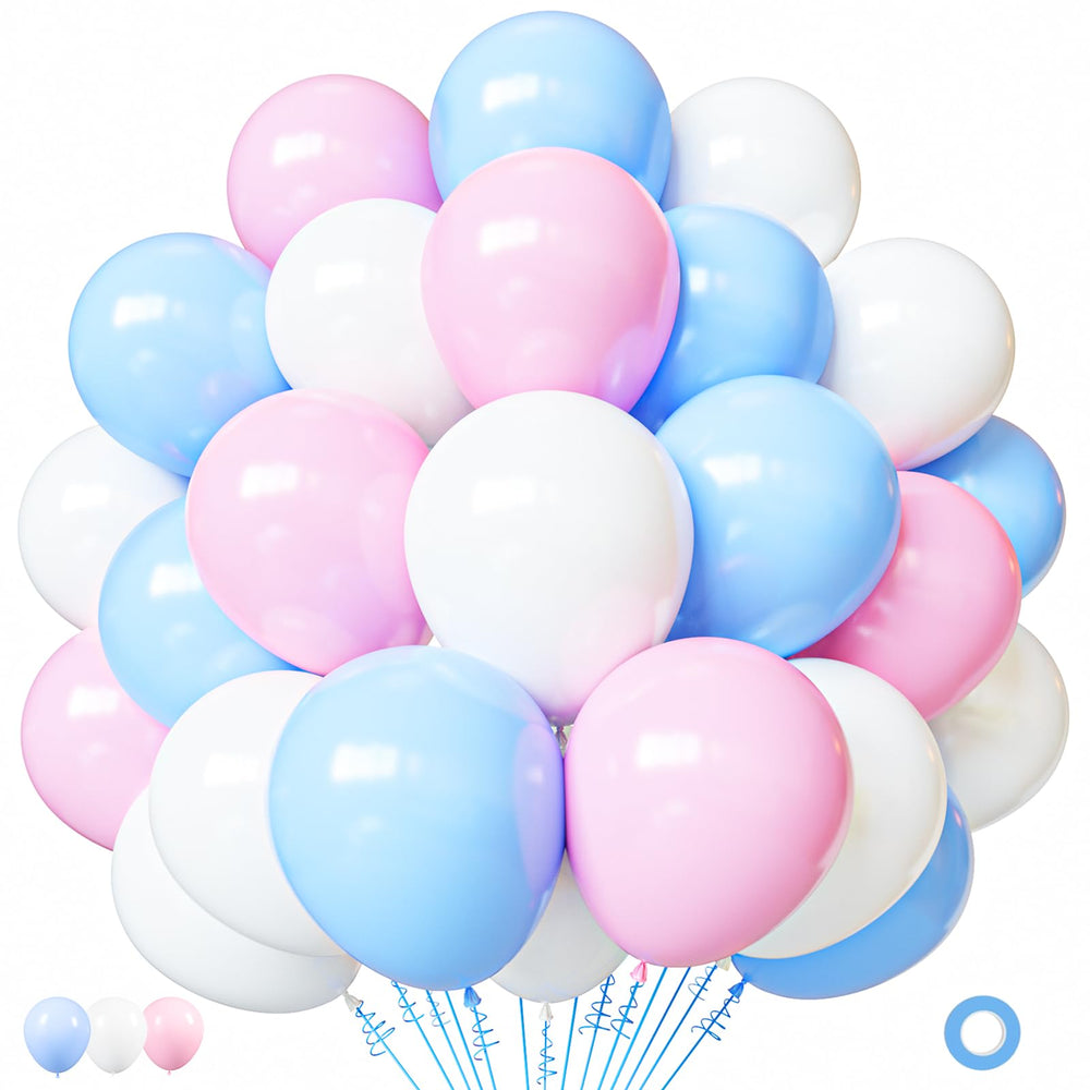 PATYDECRO pink blue white balloons set for gender reveal backdrop