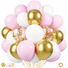 PATYDECRO pink white gold balloons set for elegant party backdrops
