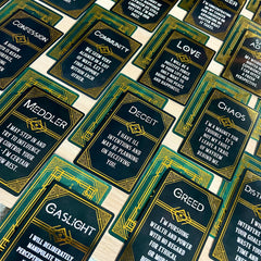 Pauseology True Intentions green and gold foil evokes polished, energetic ritual readings.